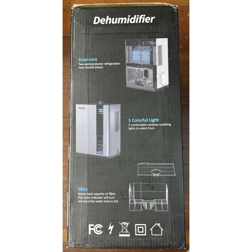 NineSky Dehumidifier 98 OZ Dehumidifier for Home 800 sq. ft. 5 Colors‎ LED Gray - Picture 2 of 12
